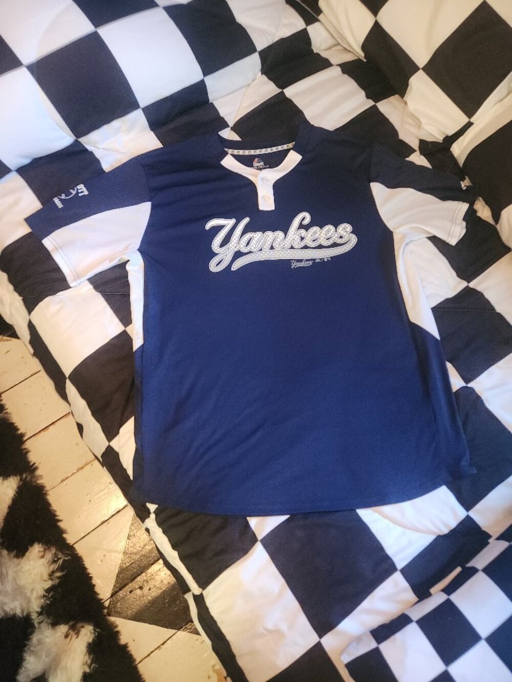 Majestic Cool Base Yankees Style Jersey Mel Ott Little League Size XL
